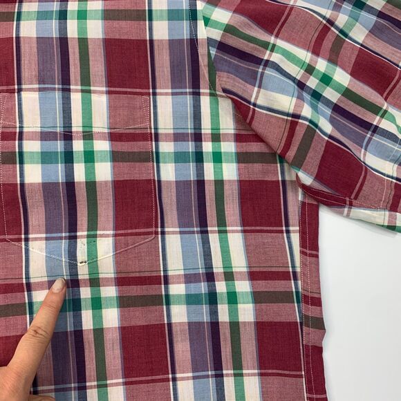 Vintage Chaps Ralph Lauren Shirt Mens L Large Plum Blue Plaid Long Sleeve 90s - Picture 6 of 10